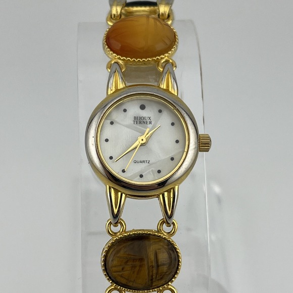 Bijoux Terner Accessories - Vintage Bijoux Terner Scarab Watch Women 22mm Gold Case MOP 6.25"-‎ New Battery